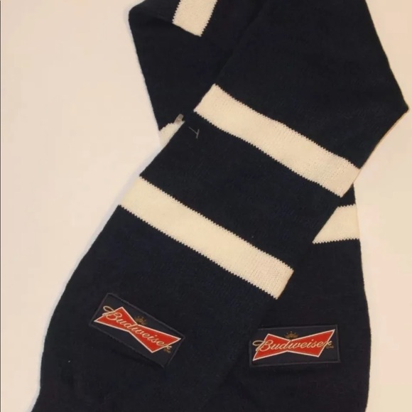 Budweiser Men Scarf Blue White Stripe Brewery Beer 49X7 Inches Winter - Picture 7 of 7